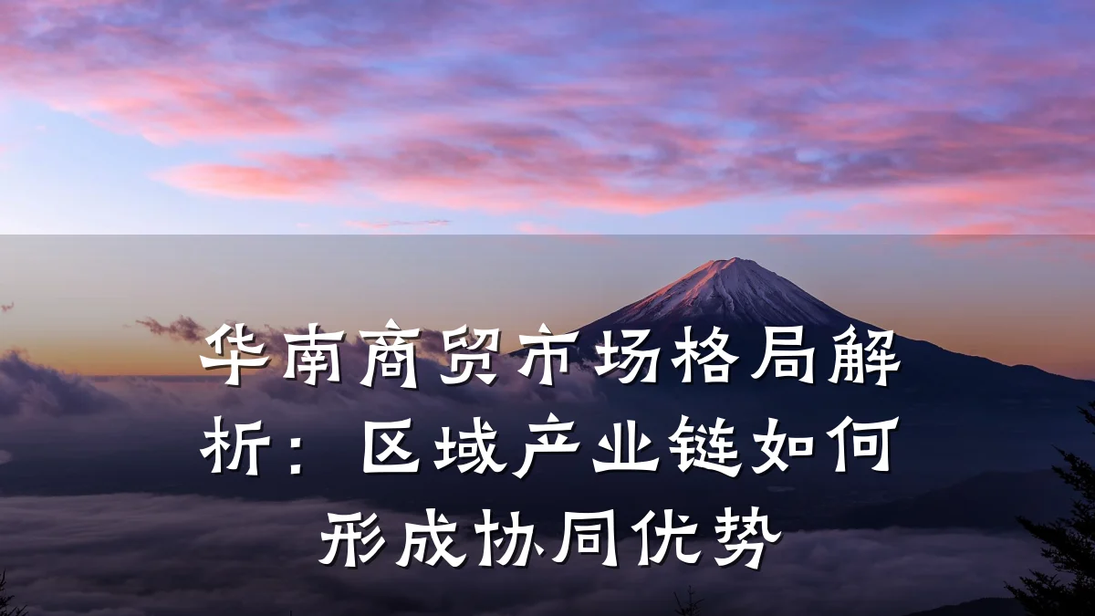 华南商贸市场格局解析：区域产业链如何形成协同优势