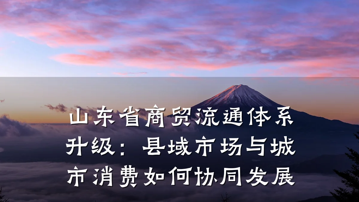 山东省商贸流通体系升级:县域市场与城市消费如何协同发展