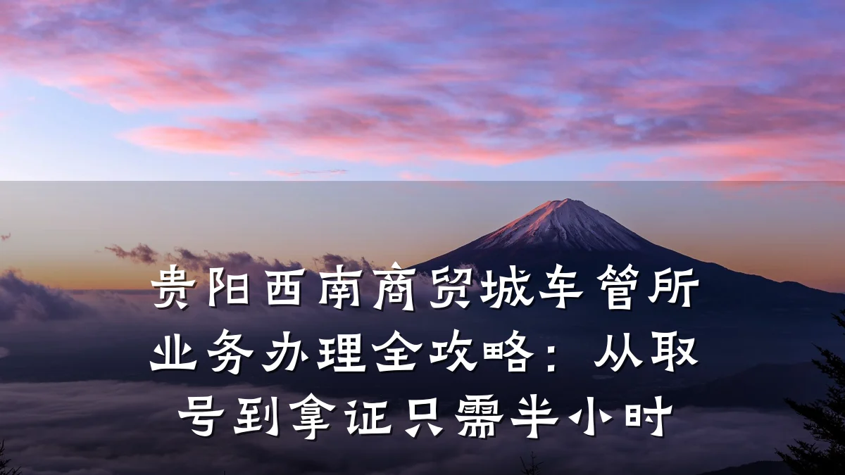 贵阳西南商贸城车管所业务办理全攻略:从取号到拿证只需半小时