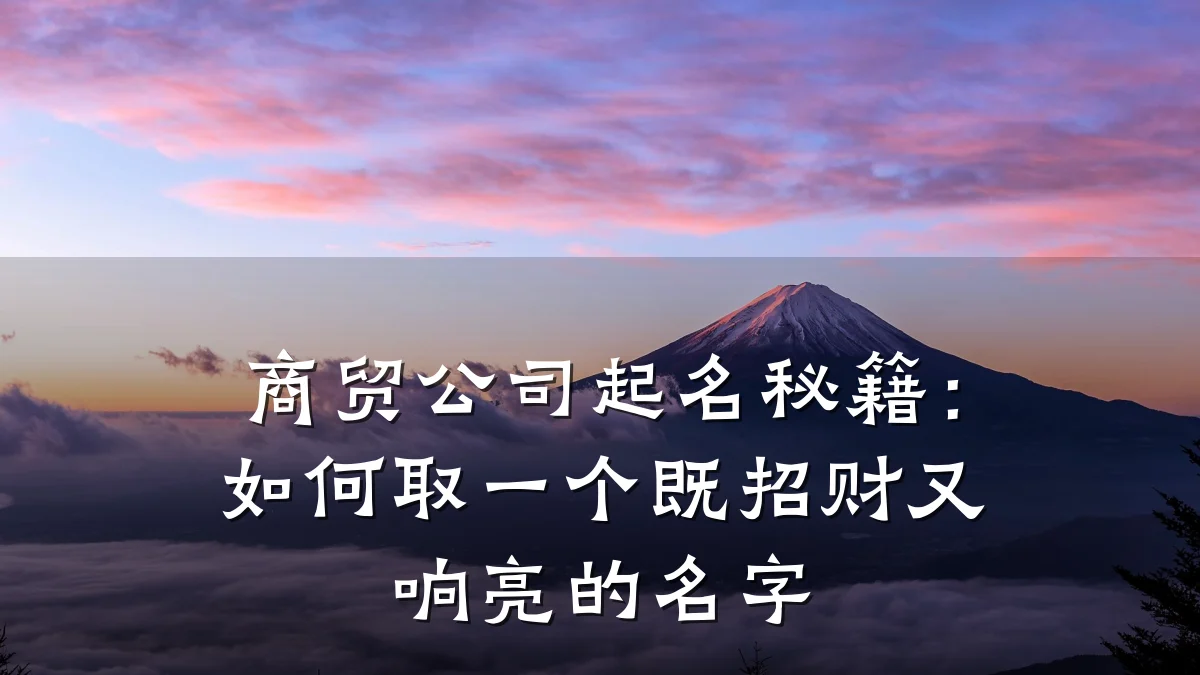 商贸公司起名秘籍:如何取一个既招财又响亮的名字