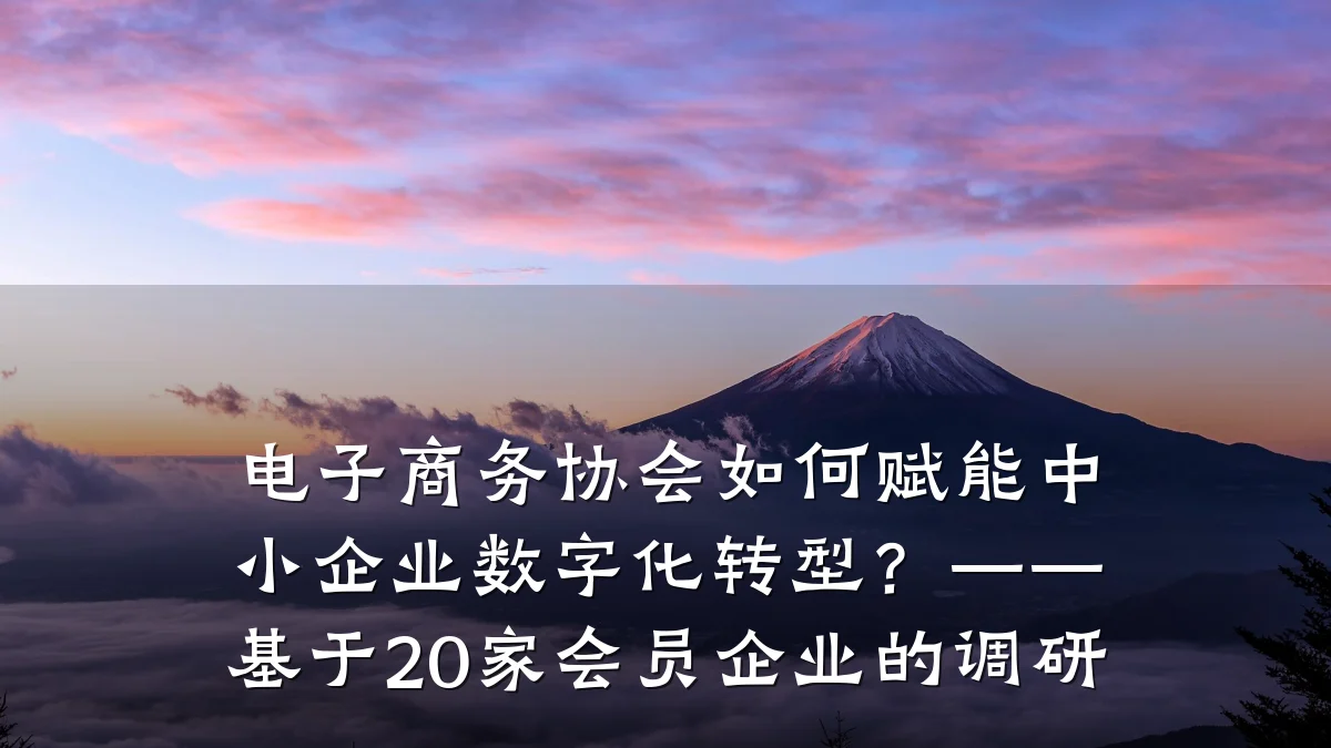 电子商务协会如何赋能中小企业数字化转型?——基于20家会员企业的调研