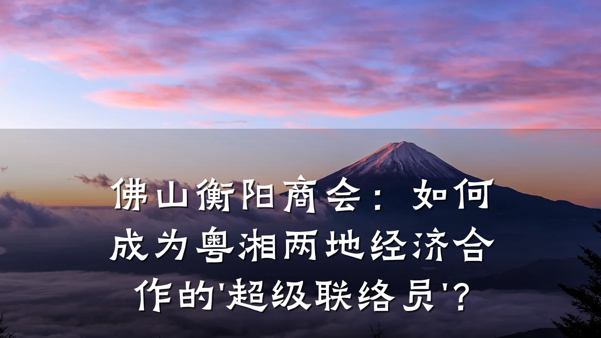 佛山衡阳商会:如何成为粤湘两地经济合作的'超级联络员'?