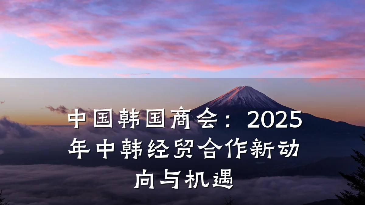 中国韩国商会：2025年中韩经贸合作新动向与机遇