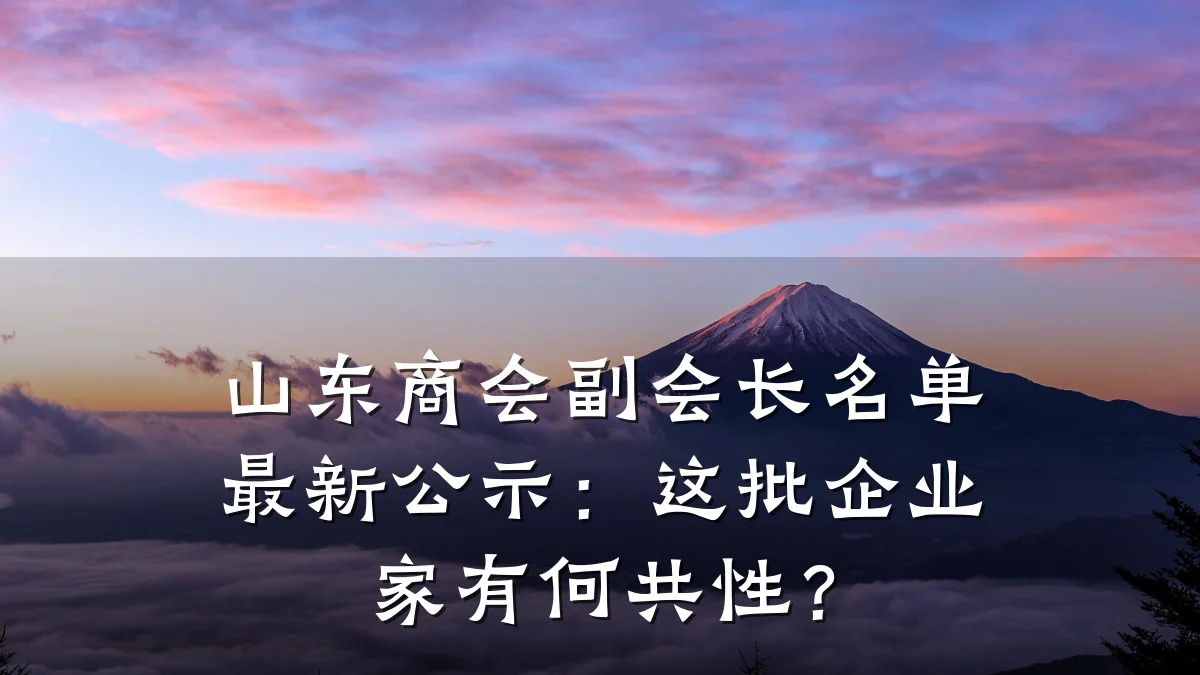 山东商会副会长名单最新公示:这批企业家有何共性?