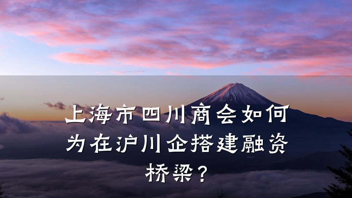 上海市四川商会如何为在沪川企搭建融资桥梁?