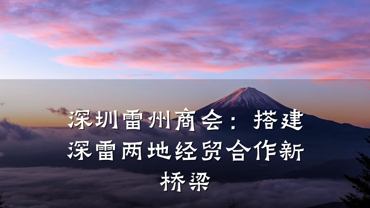 深圳雷州商会：搭建深雷两地经贸合作新桥梁