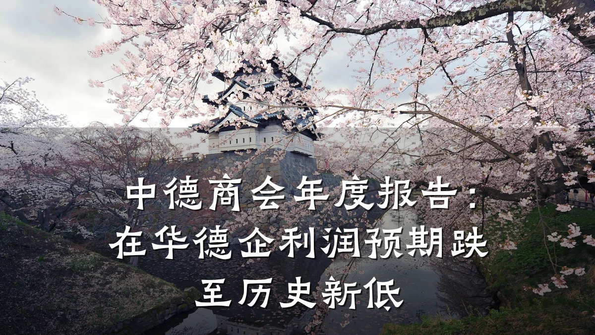 中德商会年度报告:在华德企利润预期跌至历史新低