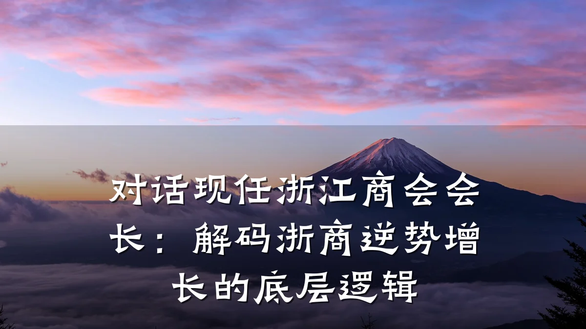 对话现任浙江商会会长:解码浙商逆势增长的底层逻辑
