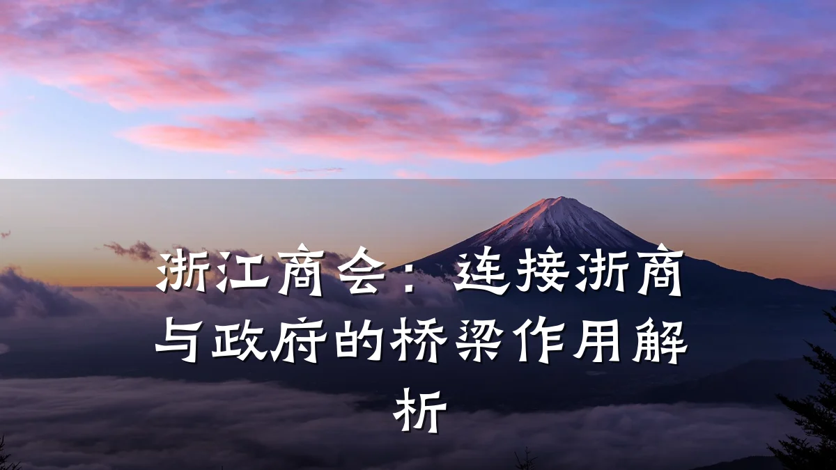 浙江商会：连接浙商与政府的桥梁作用解析