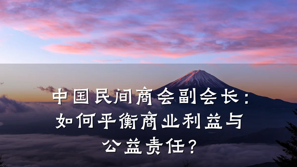中国民间商会副会长：如何平衡商业利益与公益责任？