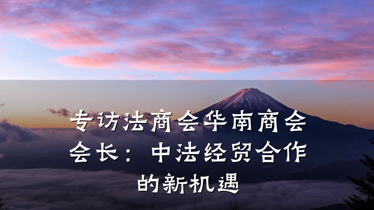 专访法商会华南商会会长:中法经贸合作的新机遇