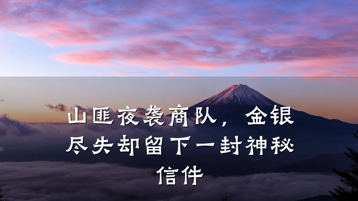 山匪夜袭商队,金银尽失却留下一封神秘信件