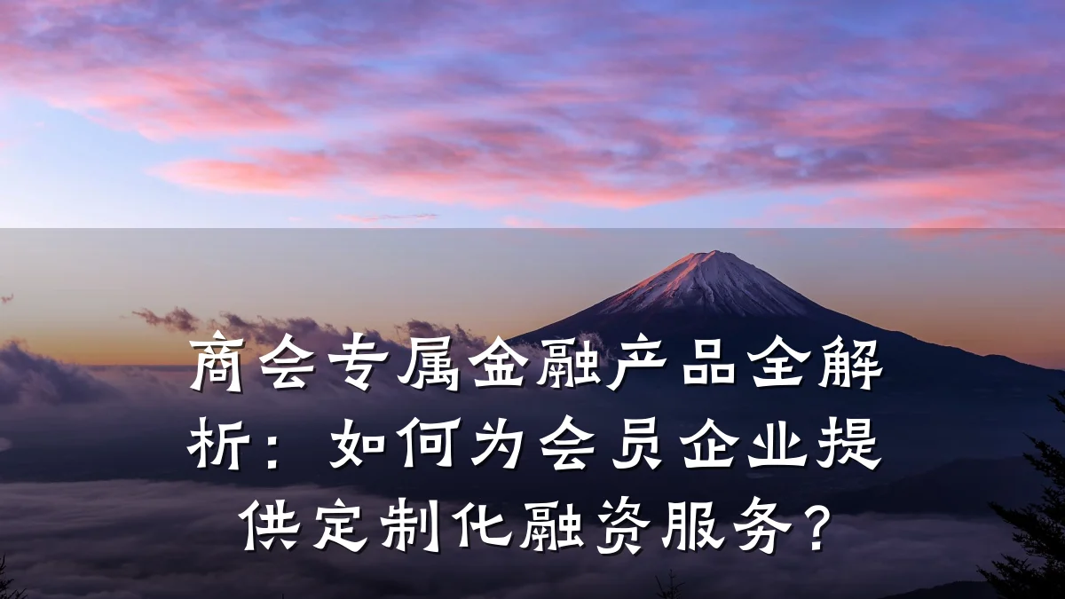 商会专属金融产品全解析:如何为会员企业提供定制化融资服务?